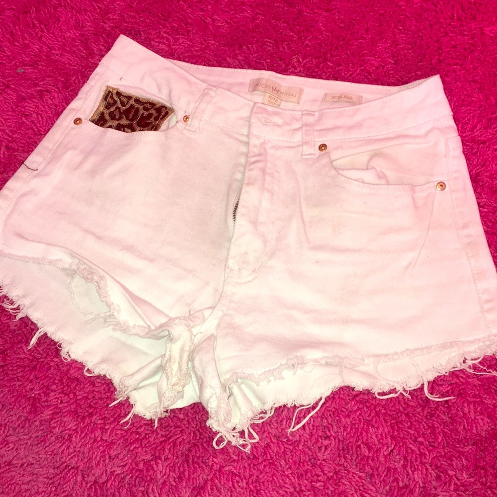 White Cheeta Shorts
